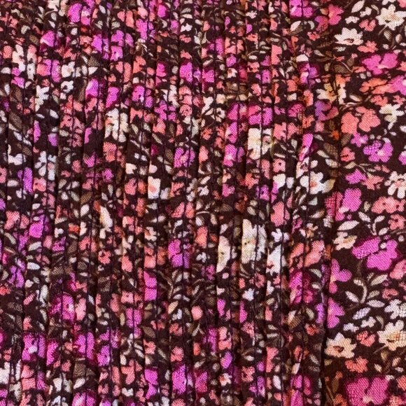 Lucky Brand Purple Print BOHO Top Balloon Sleeve with Pintucks Button Front XL - Picture 3 of 9